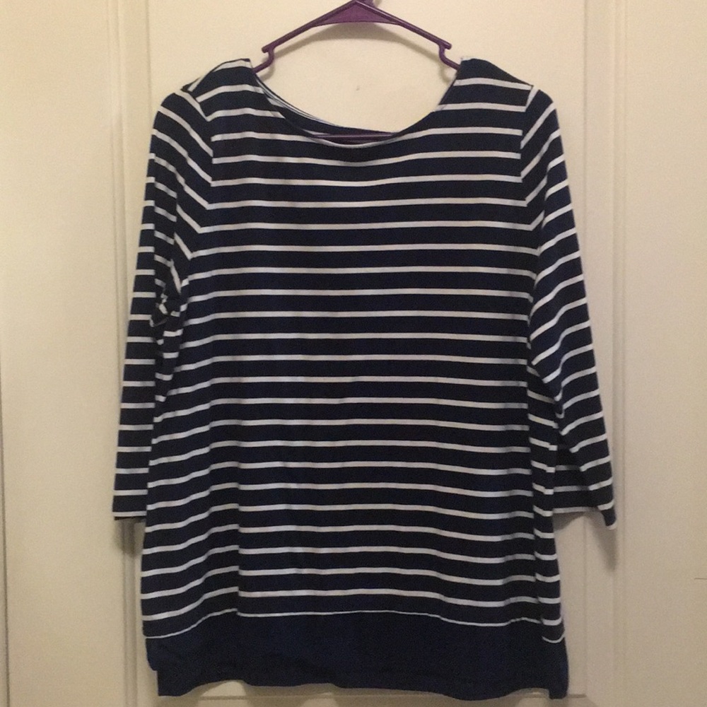 Striped Navy and White Blouse